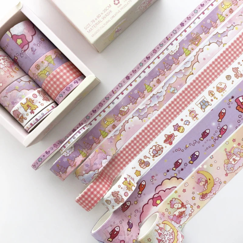 Transform Your Scrapbook with 8pcs of Specific Color Washi Tape SET - Perfect for DIY Decor and Junk Journal Supplies!