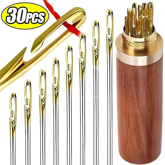 Effortlessly Stitch with 30/12 Pcs Self-Threading Needles - Stainless Steel - DIY Sewing Pins