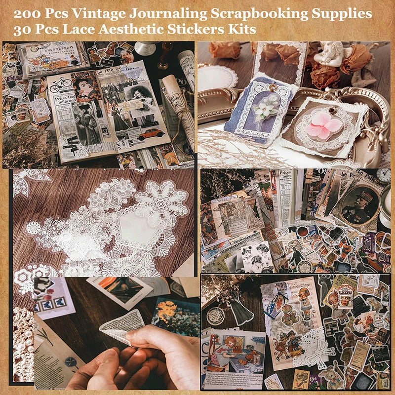 Create Beautiful Journals with 230 Vintage Scrapbook Supplies - Perfect for DIY Art and Crafts!