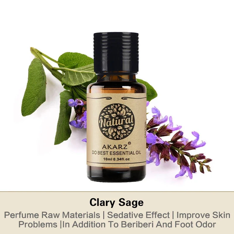 Experience Pure Bliss with AKARZ Clary Sage Essential Oil - Natural, Organic, Therapeutic - 10ml, 30ml, 100ml