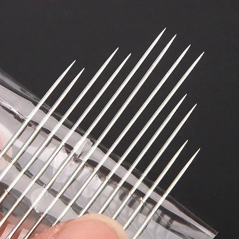 Effortlessly Stitch with 30/12 Pcs Self-Threading Needles - Stainless Steel - DIY Sewing Pins
