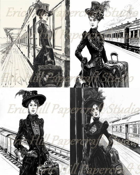 Paperintables (TM) Victorian Women Train Travel Series 426 - Set 142