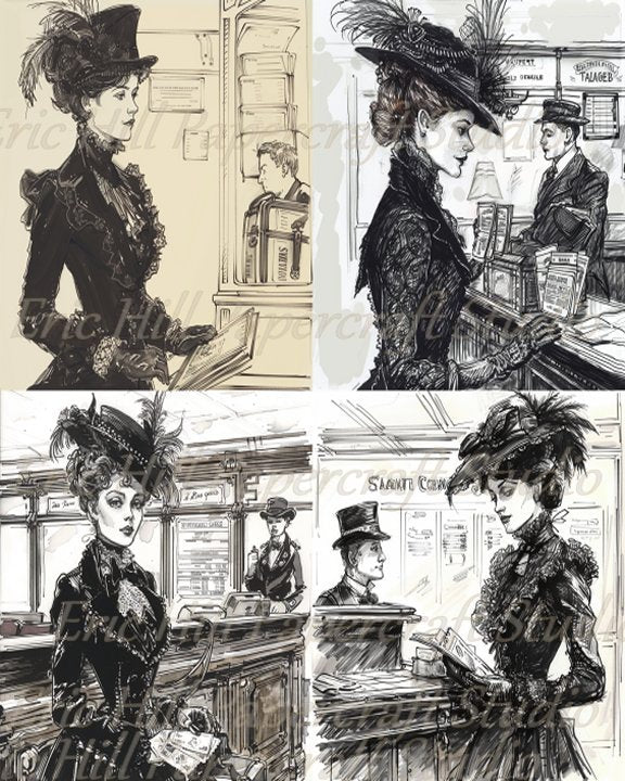 Paperintables (TM) Victorian Women Train Travel Series 426 - Set 142