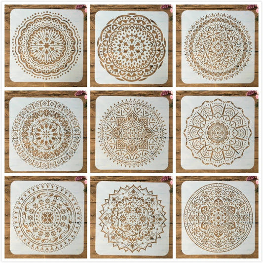 9Pcs Mandala Stencils Set - DIY Painting & Scrapbooking