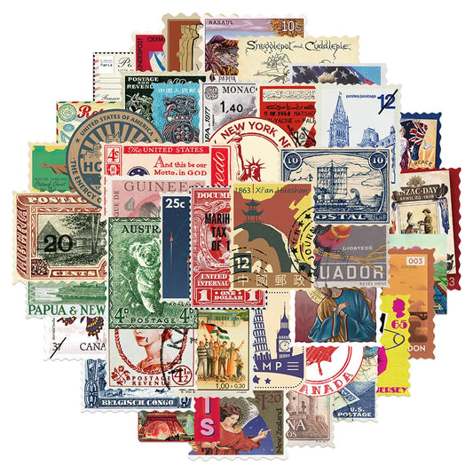 Vintage Retro Travel Stamp Stickers